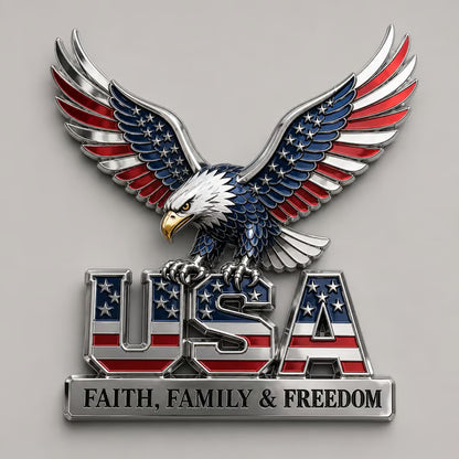 ★USA Faith, Family & Freedom★ Metal Emblem