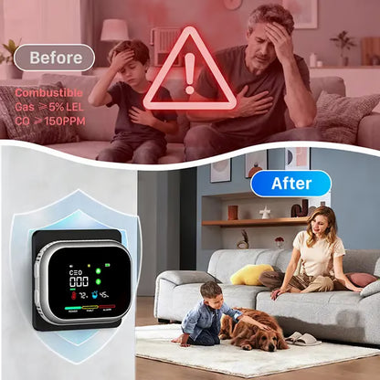 Limited-Time $10 OFF!🚨 6-in-1 Smart Home Safety Detector – CO, Gas, Smoke, Temperature & Humidity Alarm