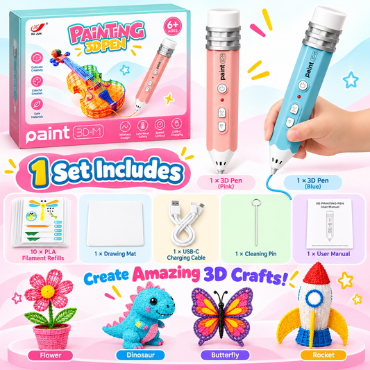 🖍️ Kids 3D Drawing Pen – 🎨Low-Temperature, Child-Friendly DIY Art Kit