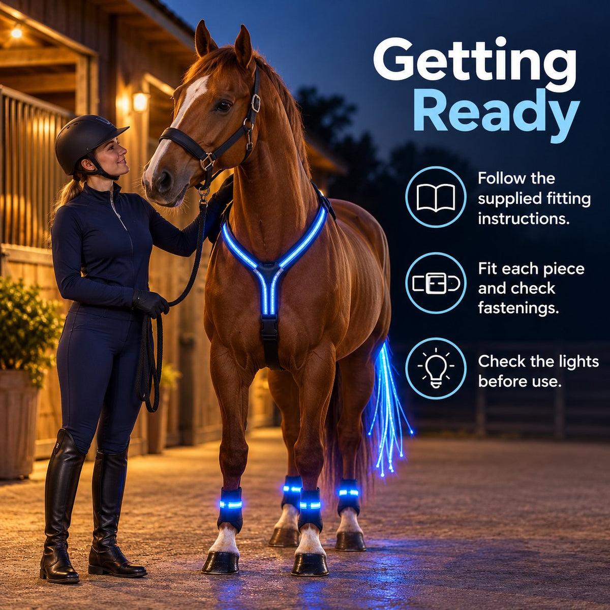 LED Horse Safety Light Set ✨ Stay Visible on Every Night Ride🐎