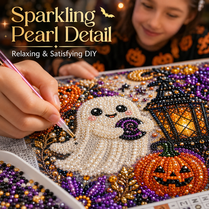 Halloween Ghost Pearl Painting DIY Kit: Pumpkin Cat Ghost Diamond