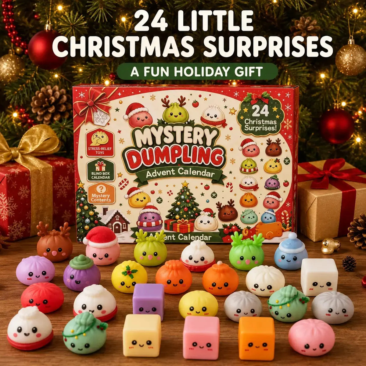 2026 Christmas Advent Calendar Gift for Kids – 24 Days of Squishy Surprises