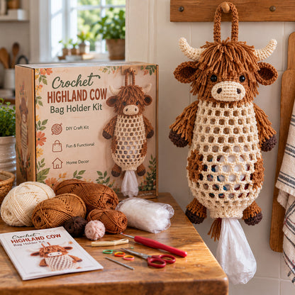 🧶Crochet Animal Bag Holder DIY Kit – 🐻 Cute & Functional Hanging Storage Craft Kit