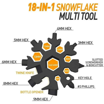 18-in-1 Snowflake Multi-Tool Keychain — EDC Wrench, Screwdriver & Bottle Opener