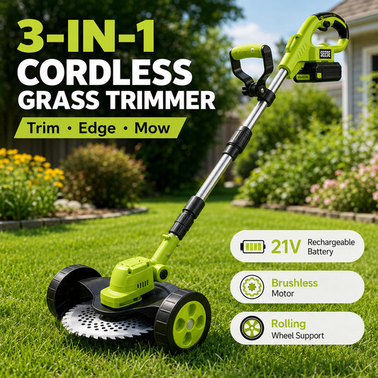 21V Cordless 3-in-1 Grass Trimmer, Edger & Mini Mower