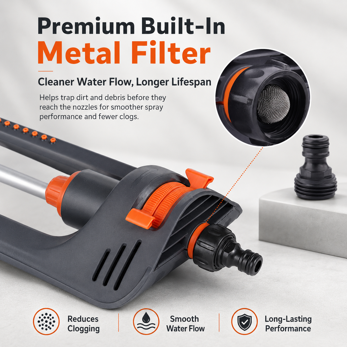 32FT Oscillating Lawn Sprinkler – Wide Coverage & 4 Spray Modes