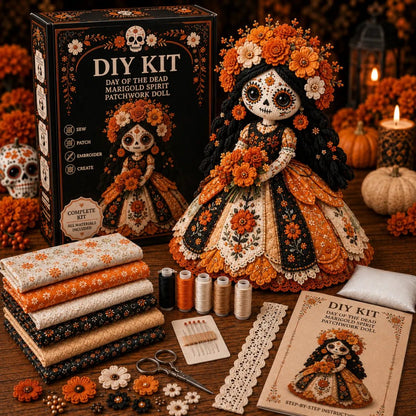 🔥LAST DAY 49% OFF - 🎃Day of the Dead DIY Patchwork Doll Sewing Kit | Sugar Skull Decor