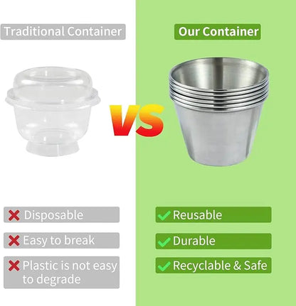 No More Soggy Lunches – Leakproof Stainless Steel Sauce Cups (6-Pack)