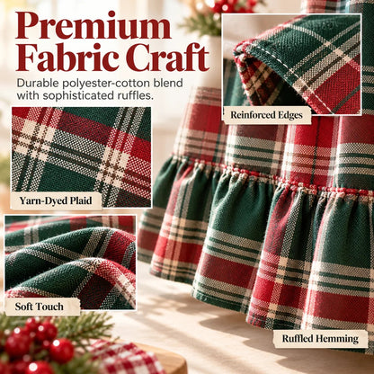 Festive Plaid Polyester-Cotton Oven Skirt Kitchen Decoration Short Curtain