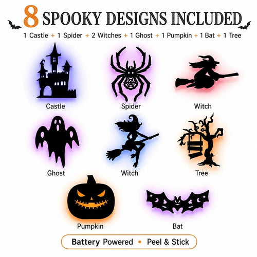 Halloween LED Silhouette Wall Light Stickers(8PCS One Set)