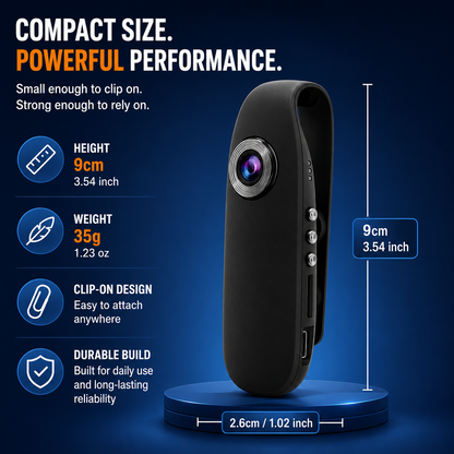 📹 Mini 1080P Body Camera – Hands-Free Recording, Motion Detection & Magnetic Clip