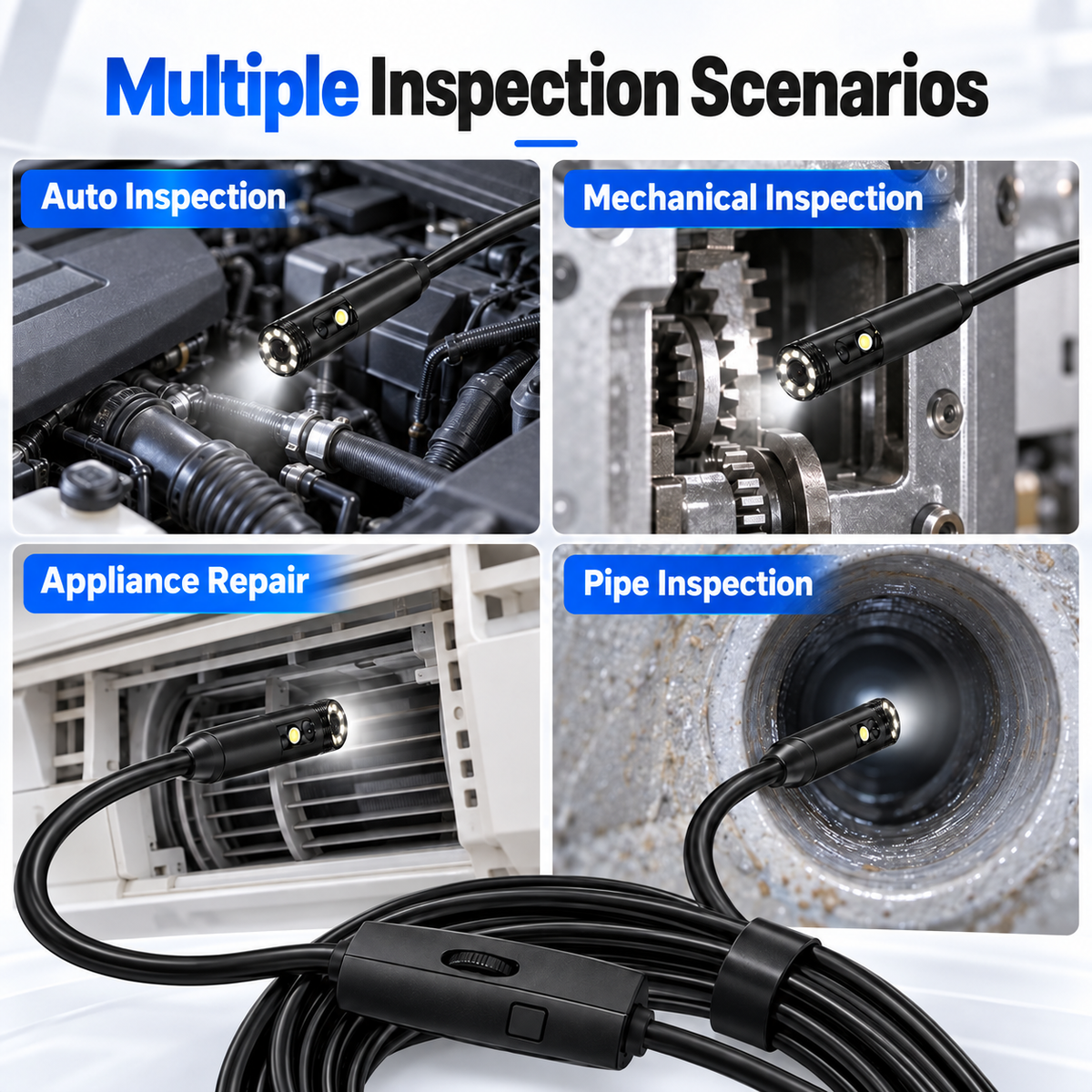 👀See What You Can’t Reach – 1080P Dual-Lens Inspection Camera