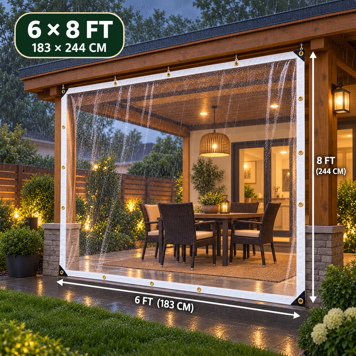 🌧️ Clear Weatherproof Outdoor Curtain – Block Wind & Rain, Keep the View