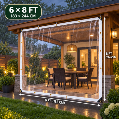 🌧️ Clear Weatherproof Outdoor Curtain – Block Wind & Rain, Keep the View