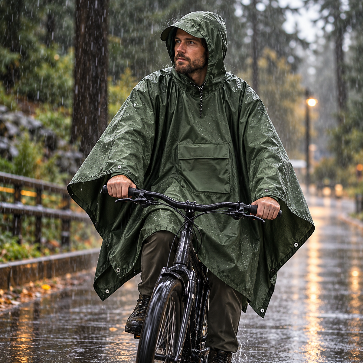 🌧️ Stretch-Fit Adult Rain Poncho — One Size Fits Most, Packs Anywhere