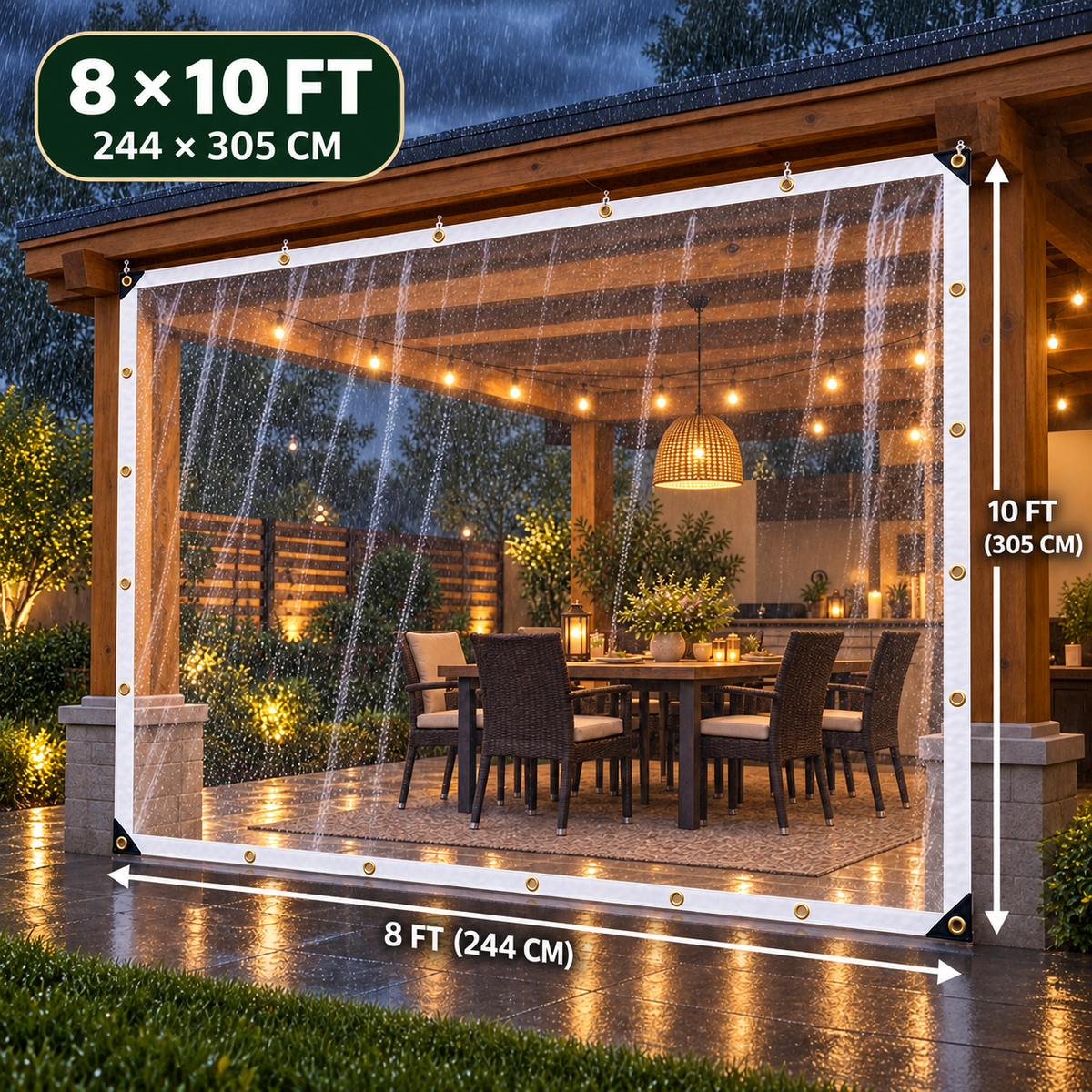 🌧️ Clear Weatherproof Outdoor Curtain – Block Wind & Rain, Keep the View