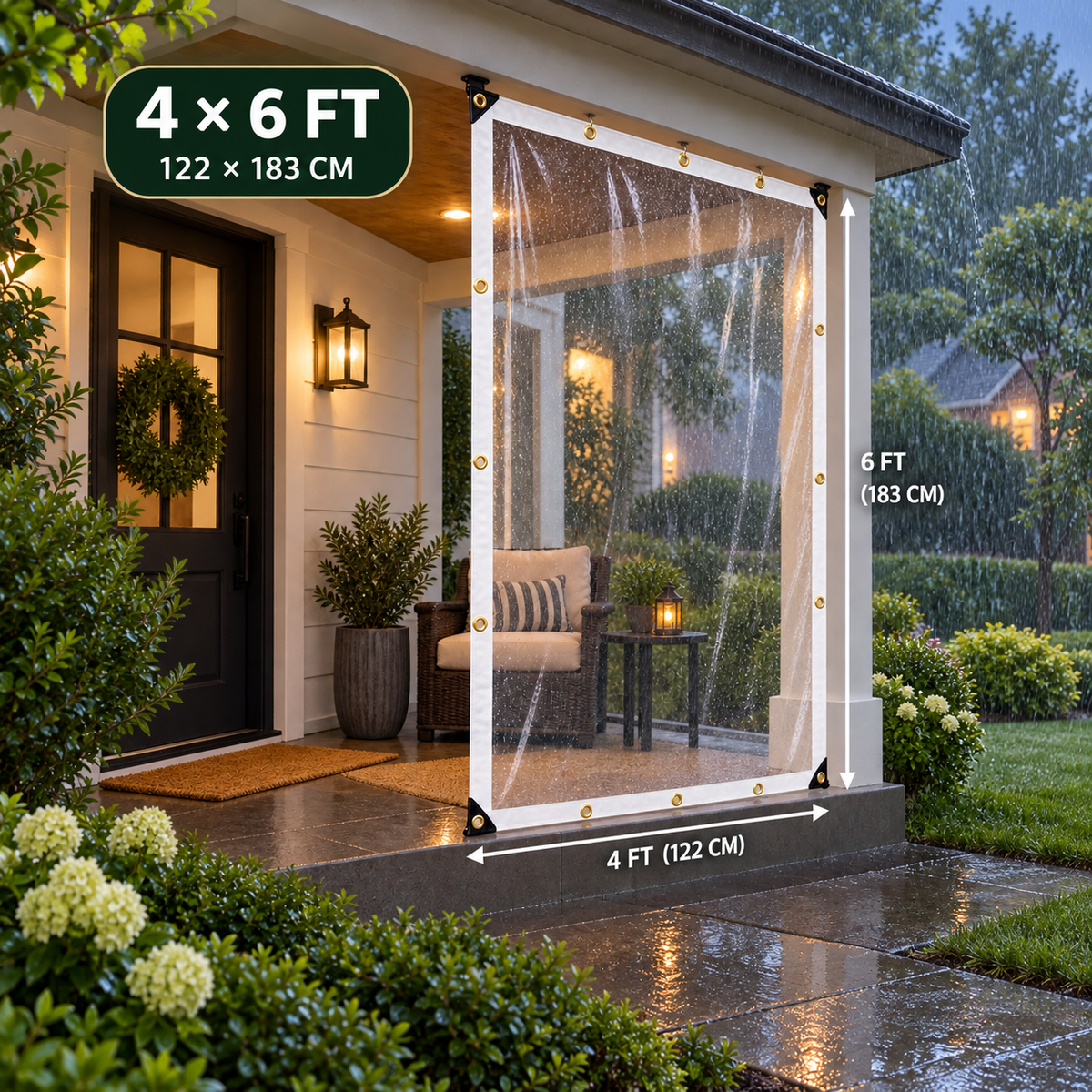 🌧️ Clear Weatherproof Outdoor Curtain – Block Wind & Rain, Keep the View