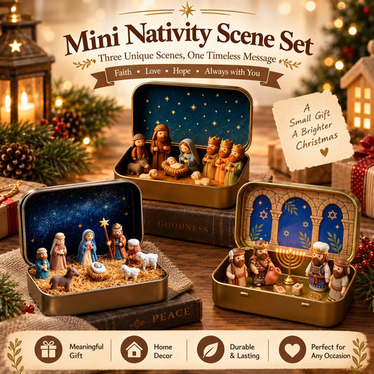 🎄Only $19.99 Last Day Promotion⏰ - ✝️Religious Pocket-Size Mini Nativity Scene Set with Storage Box🎁