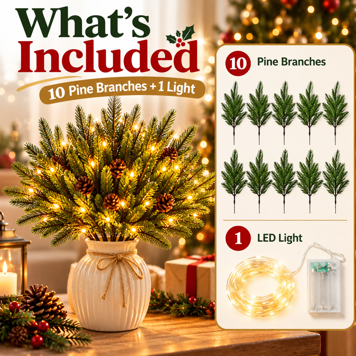 🎄 Artificial Pine Branches – DIY Christmas Greenery & Holiday Decor