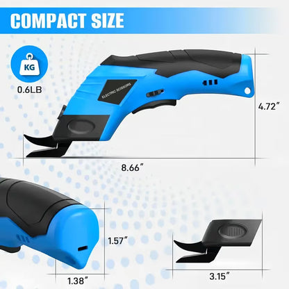Cordless Electric Scissors, 2 Alloy Steel Blades Fabric & Cardboard Cutter for Sewing, Craft, Carpet