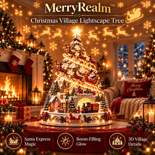 🏆 60,000+ Sold - 🎄Christmas Village Lightscape Tree — A Tabletop Village That Lights the Whole Room