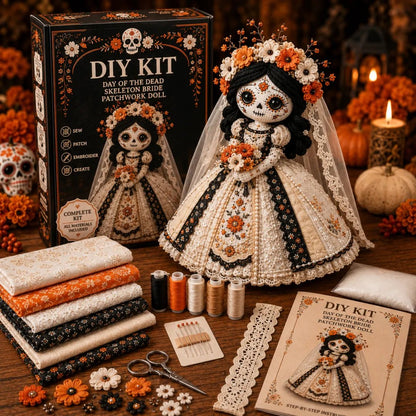 🧡 Day of the Dead Patchwork Doll DIY Sewing Kit | Handmade Seasonal Decor