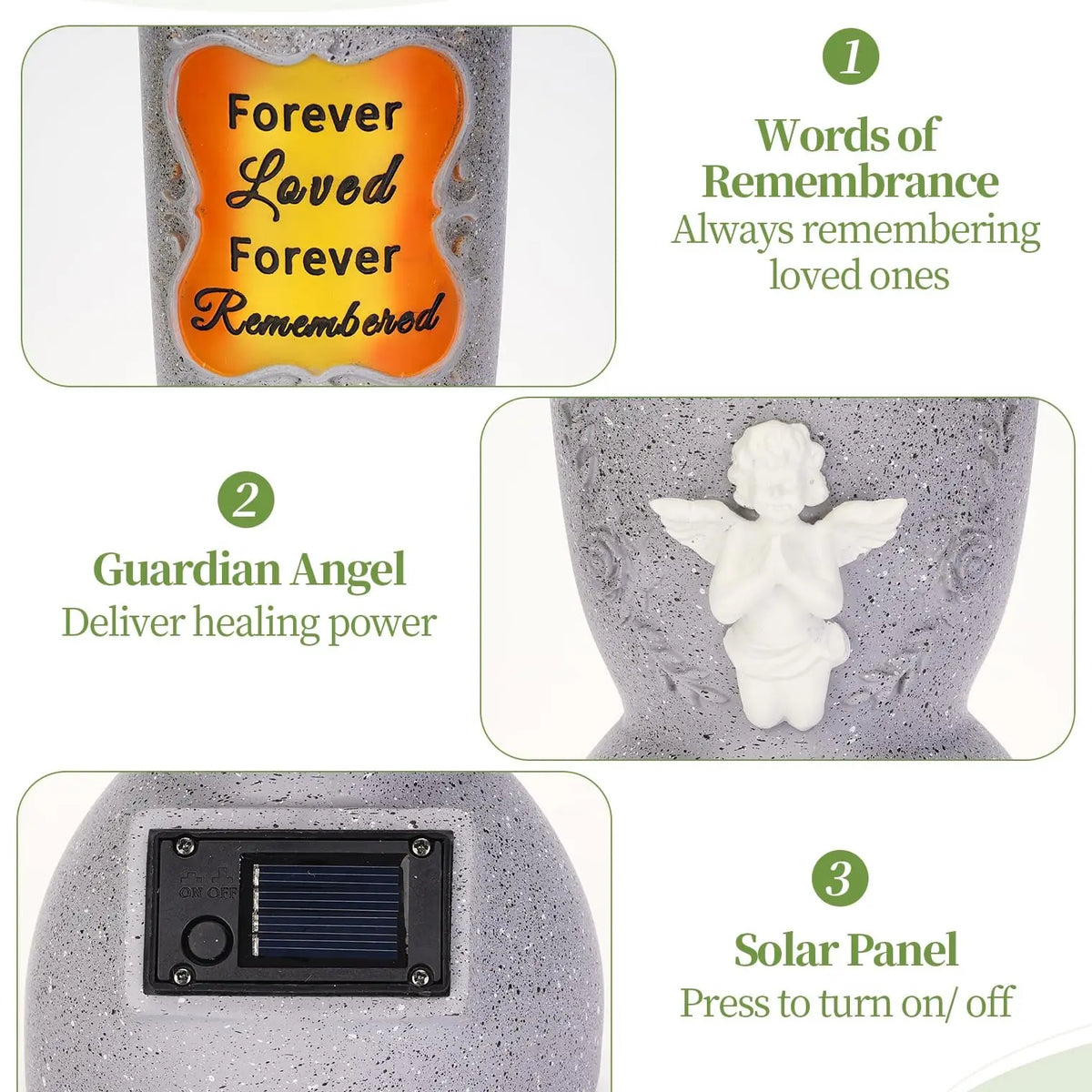 🕊️ Solar-Powered Angel Cross Memorial Vase with LED Lights ✨