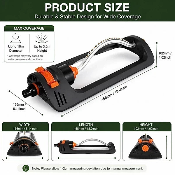 32FT Oscillating Lawn Sprinkler – Wide Coverage & 4 Spray Modes