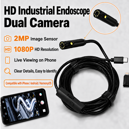 👀See What You Can’t Reach – 1080P Dual-Lens Inspection Camera