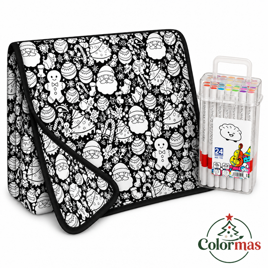🎄 Color-Your-Own Christmas Fleece Blanket – Creative Holiday Activity + Fabric Markers