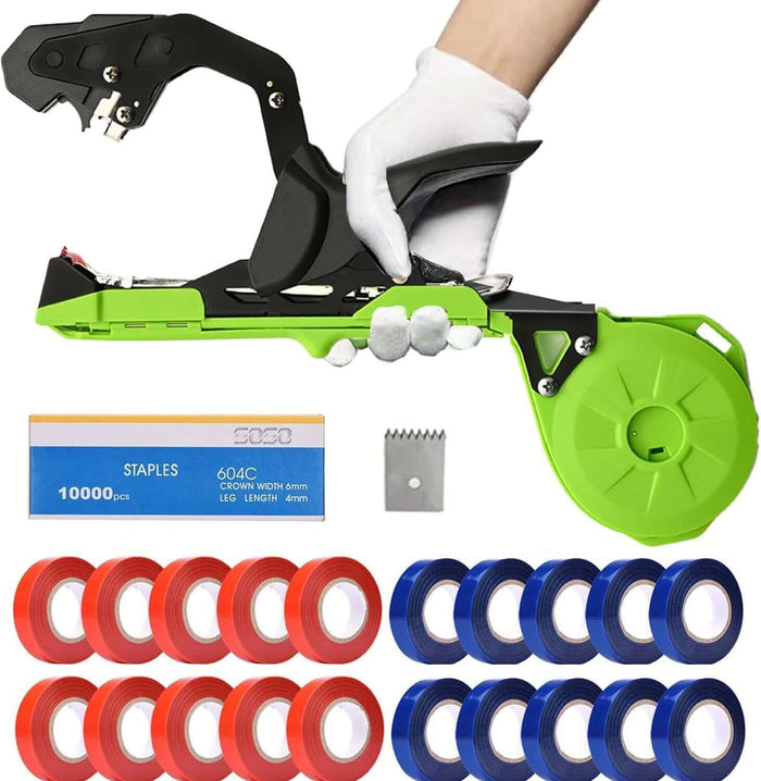 🌿 Plant Tying Machine Pro with 20 Rolls of Tape – Tie Vines in One Squeeze