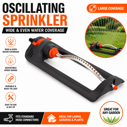 32FT Oscillating Lawn Sprinkler – Wide Coverage & 4 Spray Modes