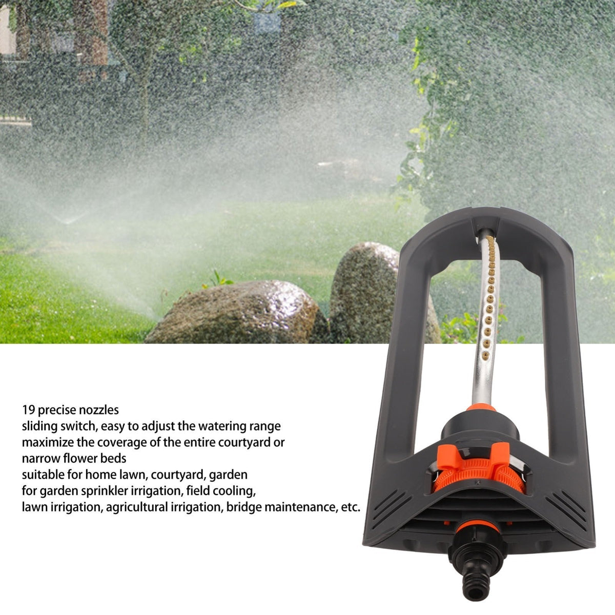 32FT Oscillating Lawn Sprinkler – Wide Coverage & 4 Spray Modes