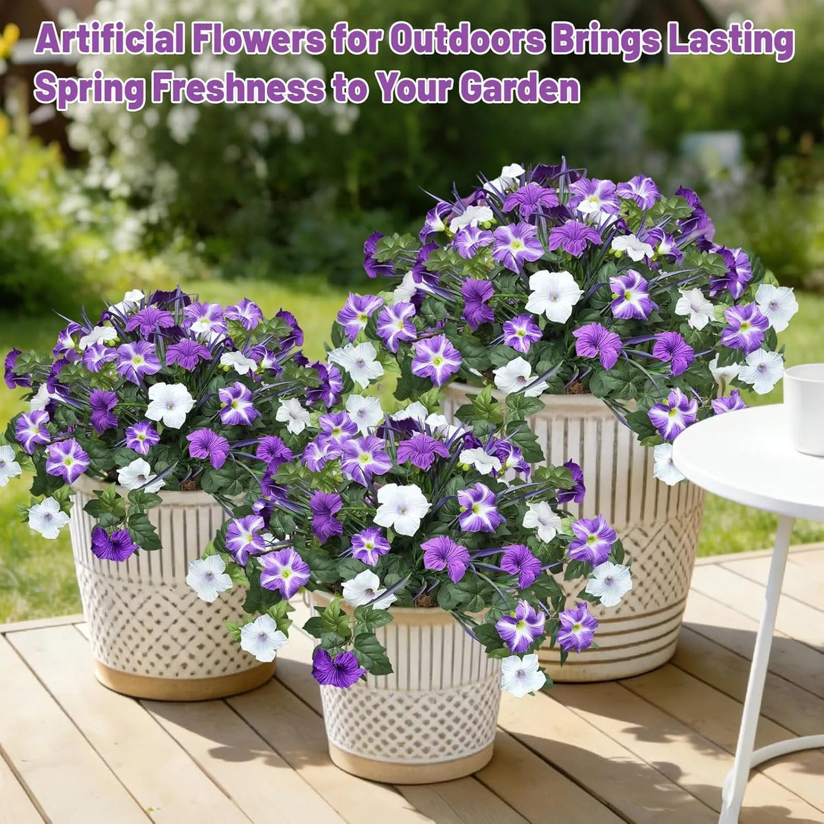 💥Limited stock 🌼 Fade-Proof, UV-Resistant Artificial Petunias – Vibrant, Colorfast Outdoor Flowers for Patio & Garden