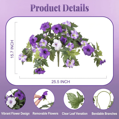 💥Limited stock 🌼 Fade-Proof, UV-Resistant Artificial Petunias – Vibrant, Colorfast Outdoor Flowers for Patio & Garden