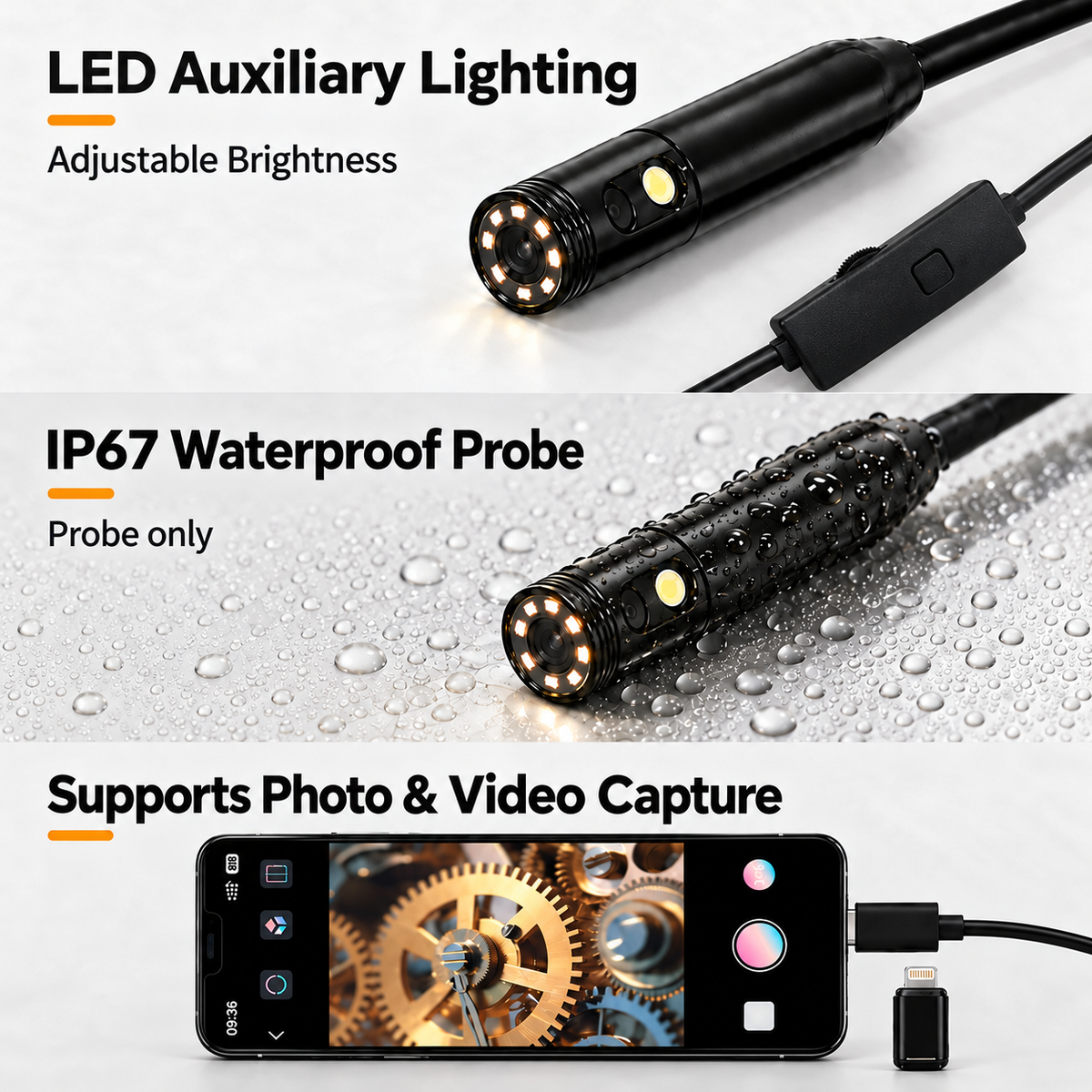 👀See What You Can’t Reach – 1080P Dual-Lens Inspection Camera