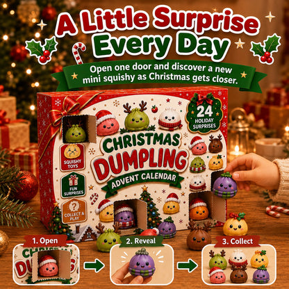 Last Day & Limited stock 🎄 24-Day Christmas Mystery Dumpling Squishy Advent Calendar – 24 Mini Surprises