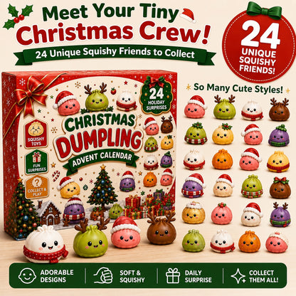 Last Day & Limited stock 🎄 24-Day Christmas Mystery Dumpling Squishy Advent Calendar – 24 Mini Surprises