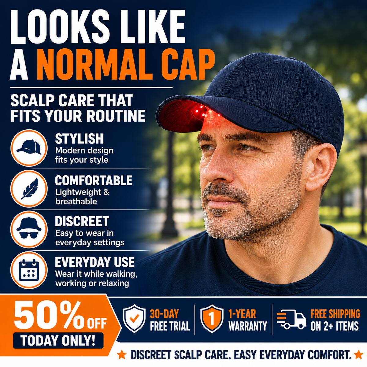 🔴 Wearable LED Scalp Care Cap – Rechargeable, Gentle Scalp Massage & Relaxation, Anytime, Anywhere