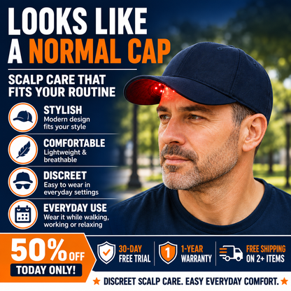 🔴 Wearable LED Scalp Care Cap – Rechargeable, Gentle Scalp Massage & Relaxation, Anytime, Anywhere
