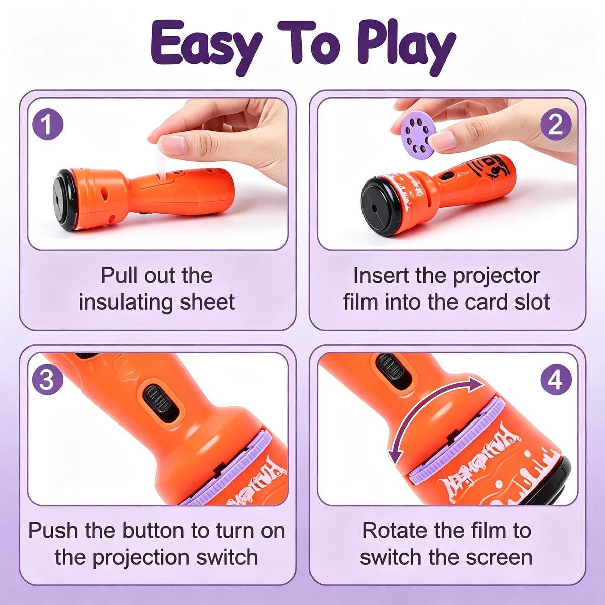 🎃 Kids Projection Flashlight – Turn Bedtime Into a Holiday Story ✨