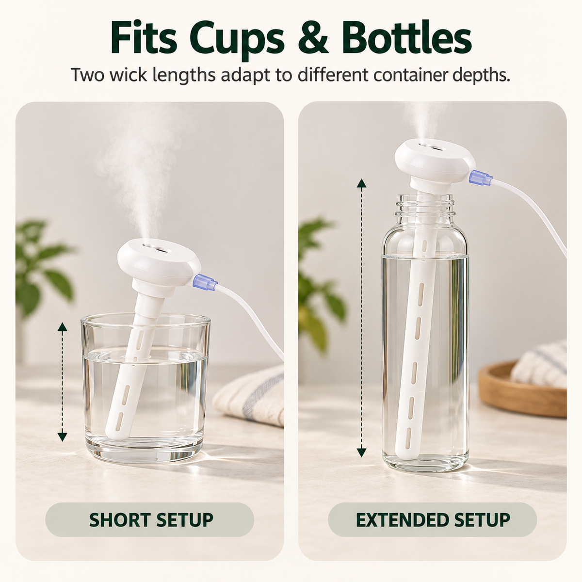 High-End Portable Miniature USB Humidifier with 2 Mist Cottons - 21*5.5cm Mini Aromatherapy Scented Essential Oil Diffuser, Essential Oil Compatible, Fine Gentle Mist, Lightweight, Quiet Operation, Modern Design, Sleep Aid, for Dorms, Commuters