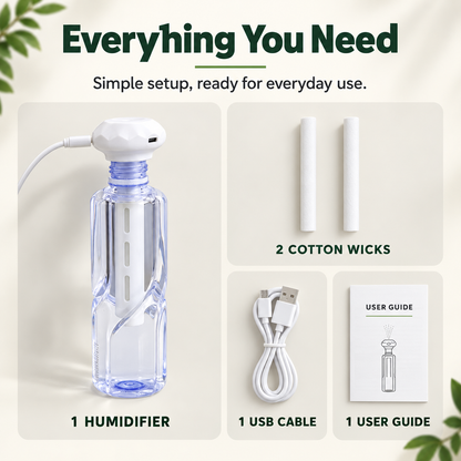 High-End Portable Miniature USB Humidifier with 2 Mist Cottons - 21*5.5cm Mini Aromatherapy Scented Essential Oil Diffuser, Essential Oil Compatible, Fine Gentle Mist, Lightweight, Quiet Operation, Modern Design, Sleep Aid, for Dorms, Commuters