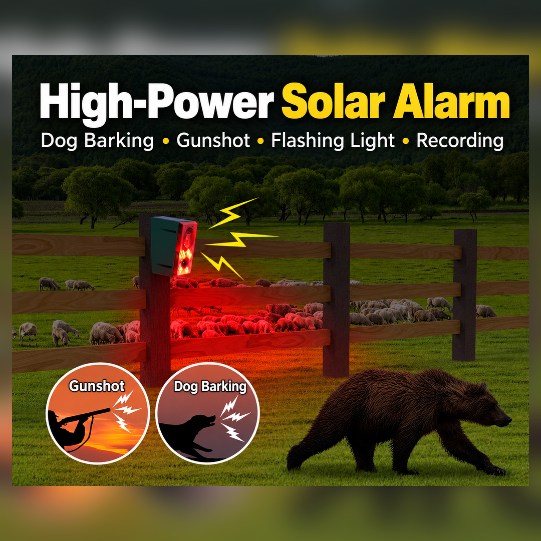 🚨 Wireless Solar Security Alarm – Motion Sensor, 129dB Siren & Strobe Light