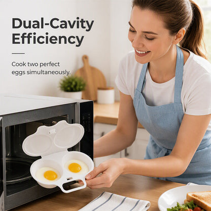 🔥Microwave Egg Poacher – Dual-Cavity Steamer, Rapid Heating, Non-Stick PP – Ideal for Home, Office & Travel!