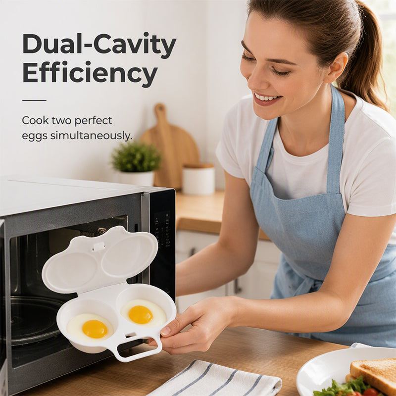 🔥Microwave Egg Poacher – Dual-Cavity Food-Grade PP Cooker– Ideal for Home, Office & Travel!