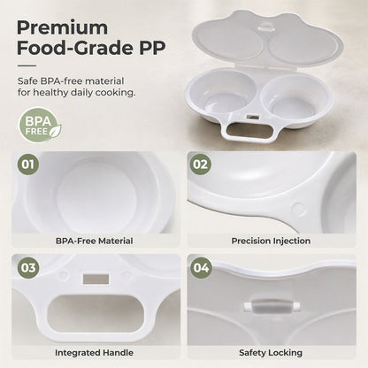 🔥Microwave Egg Poacher – Dual-Cavity Steamer, Rapid Heating, Non-Stick PP – Ideal for Home, Office & Travel!