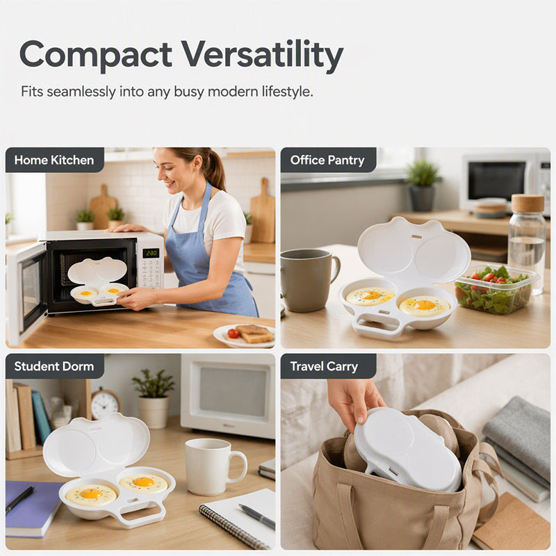 🔥Microwave Egg Poacher – Dual-Cavity Steamer, Rapid Heating, Non-Stick PP – Ideal for Home, Office & Travel!