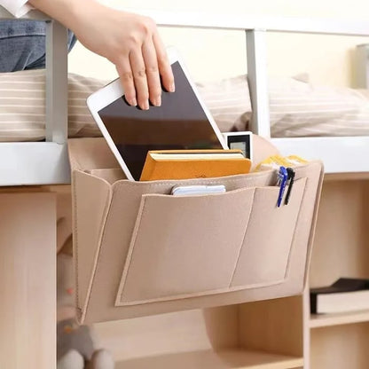 🥳2026 HOT SALE🥳💞50K+ SOLD! 🛏️ Bedside Hanging Storage Bag‑Multi‑Pocket Bed Caddy Organizer, Felt Hanging Pouch for Dorm Bunk Bed Hold Tablet Book Phone Stationery