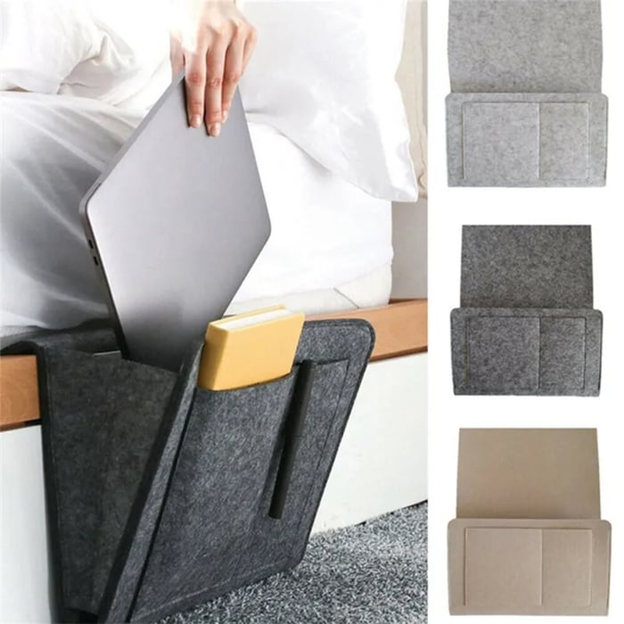 🥳2026 HOT SALE🥳💞50K+ SOLD! 🛏️ Bedside Hanging Storage Bag‑Multi‑Pocket Bed Caddy Organizer, Felt Hanging Pouch for Dorm Bunk Bed Hold Tablet Book Phone Stationery